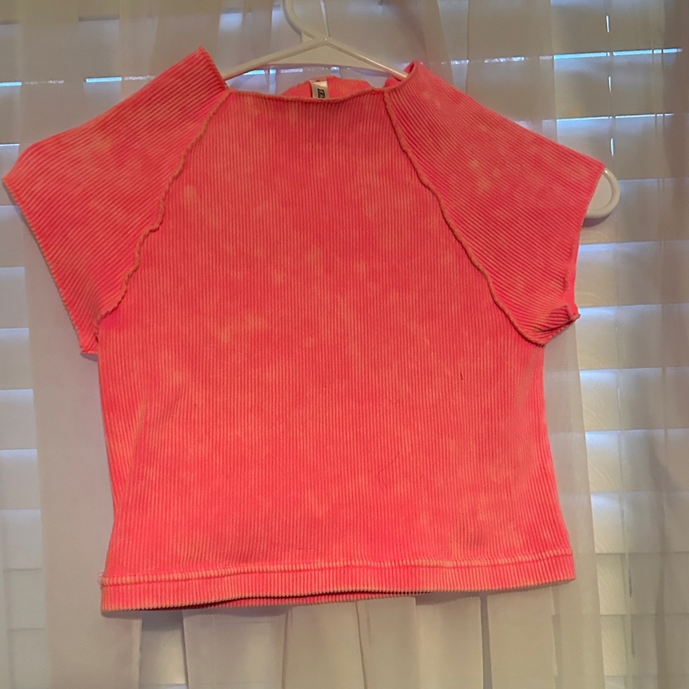 NWOT Zenana Women’s Pink Ribbed Short Sleeve Top